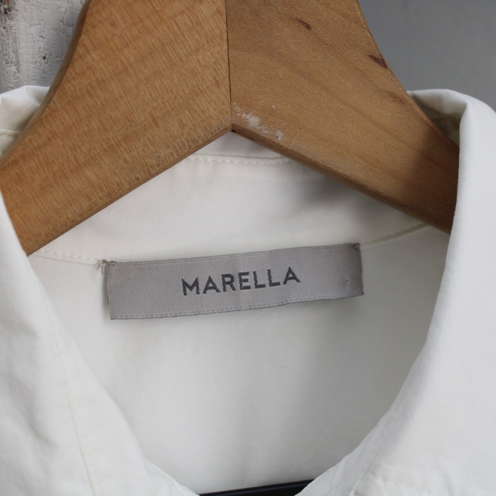 Marella White Mastice Long Sleeve Belted Shirt Dress Size 6 / Small - Picture 4 of 10
